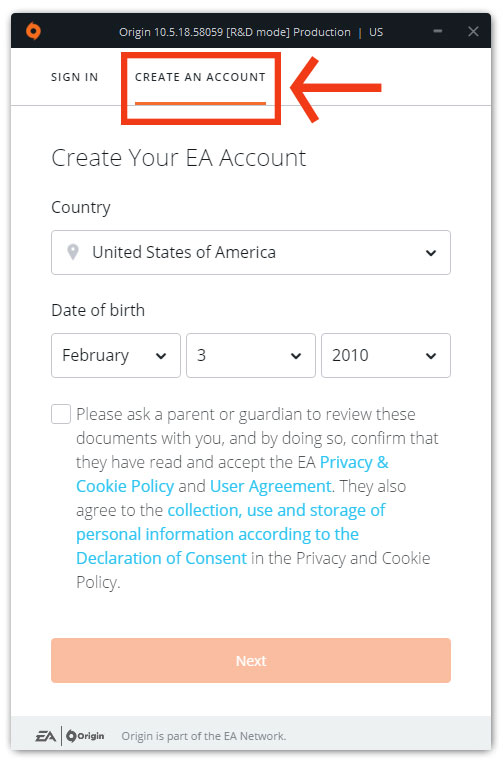 make an ea account for ps4