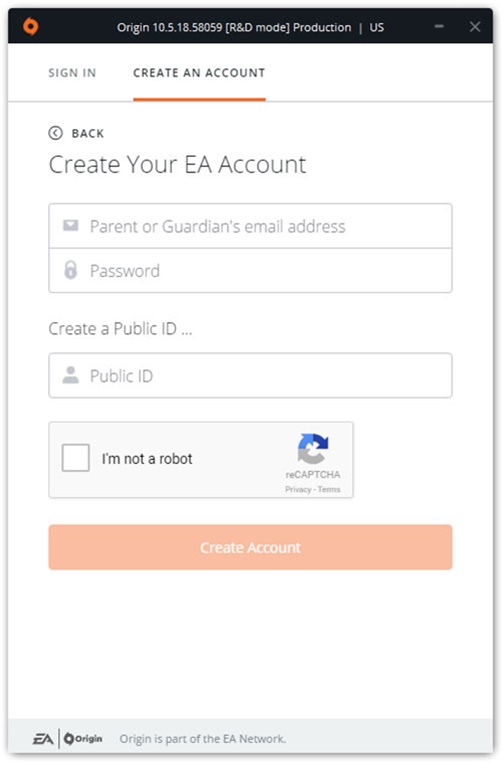 Creating an Origin account  Support and Information Zone